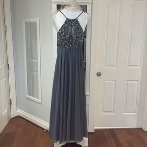 Jovani Grey Embellished Prom Dress